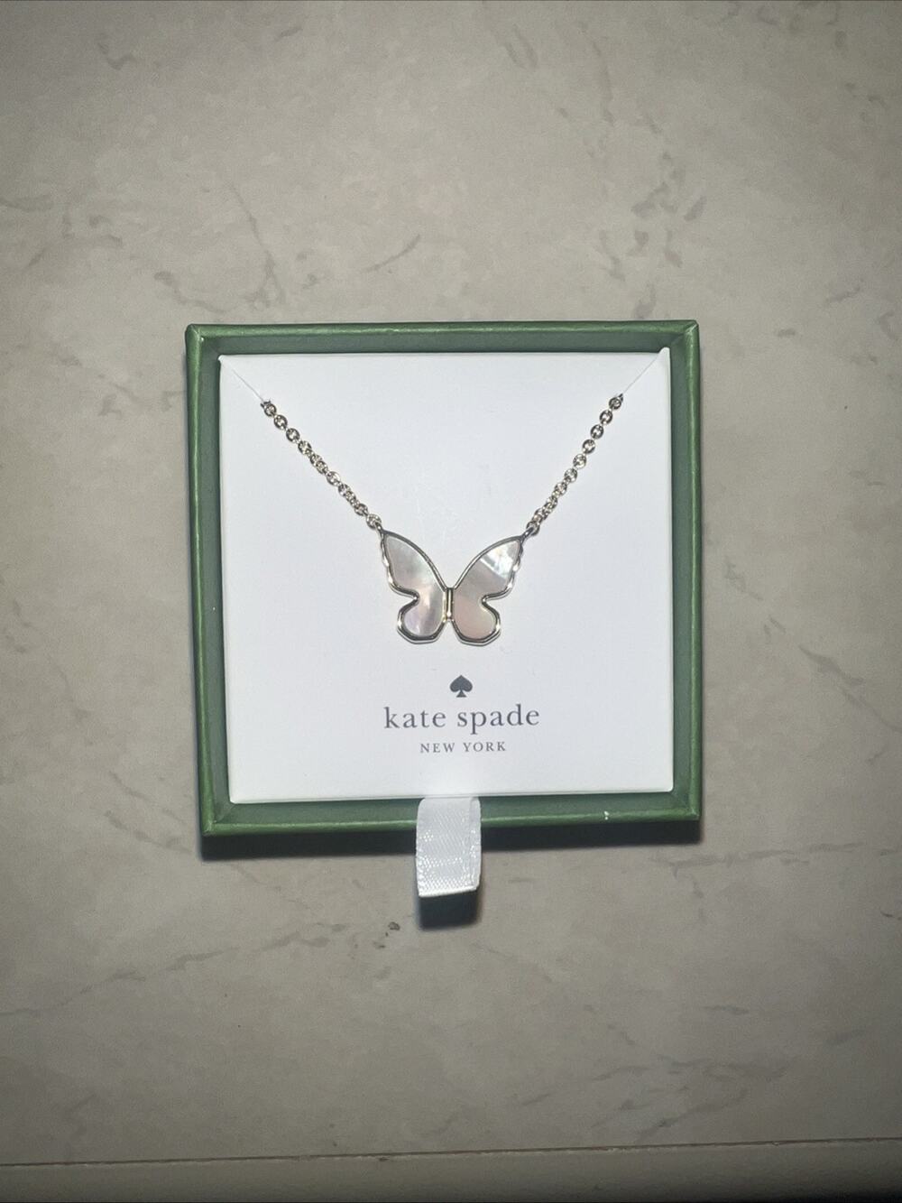 Kate Spade New York Butterfly Necklace Gold Tone with Mother-of-Pearl (Gift Box)